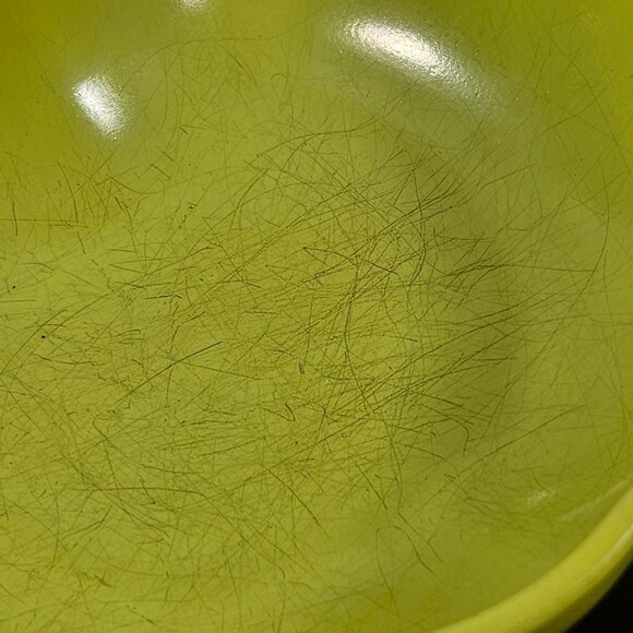 Vtg MCM Hazel Atlas Milk Glass Set Green Apple Salad Bowls Set of 2 - Picture 4 of 4